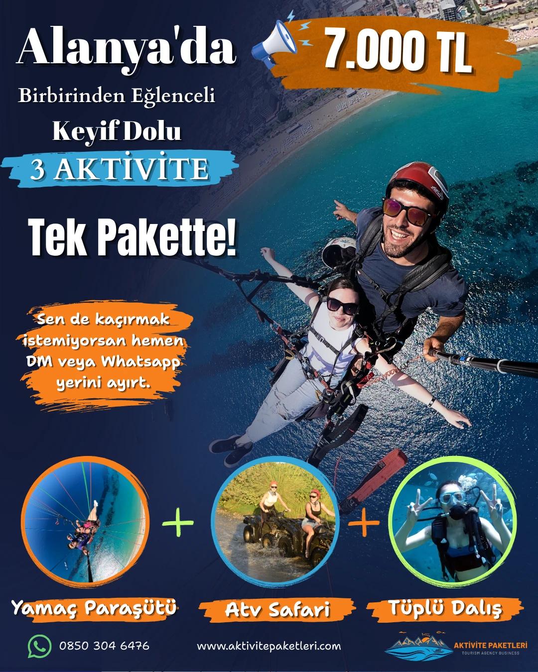 Alanya Uç-Dal-Sür Paketi (Yamaç Paraşütü + ATV Safari + Tüplü Dalış)